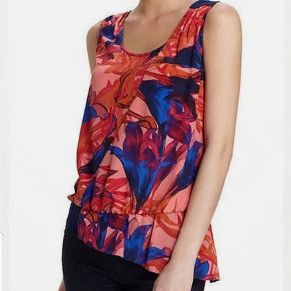 Anthropologie Leifsdottir Silk Malva Floral Tank Top